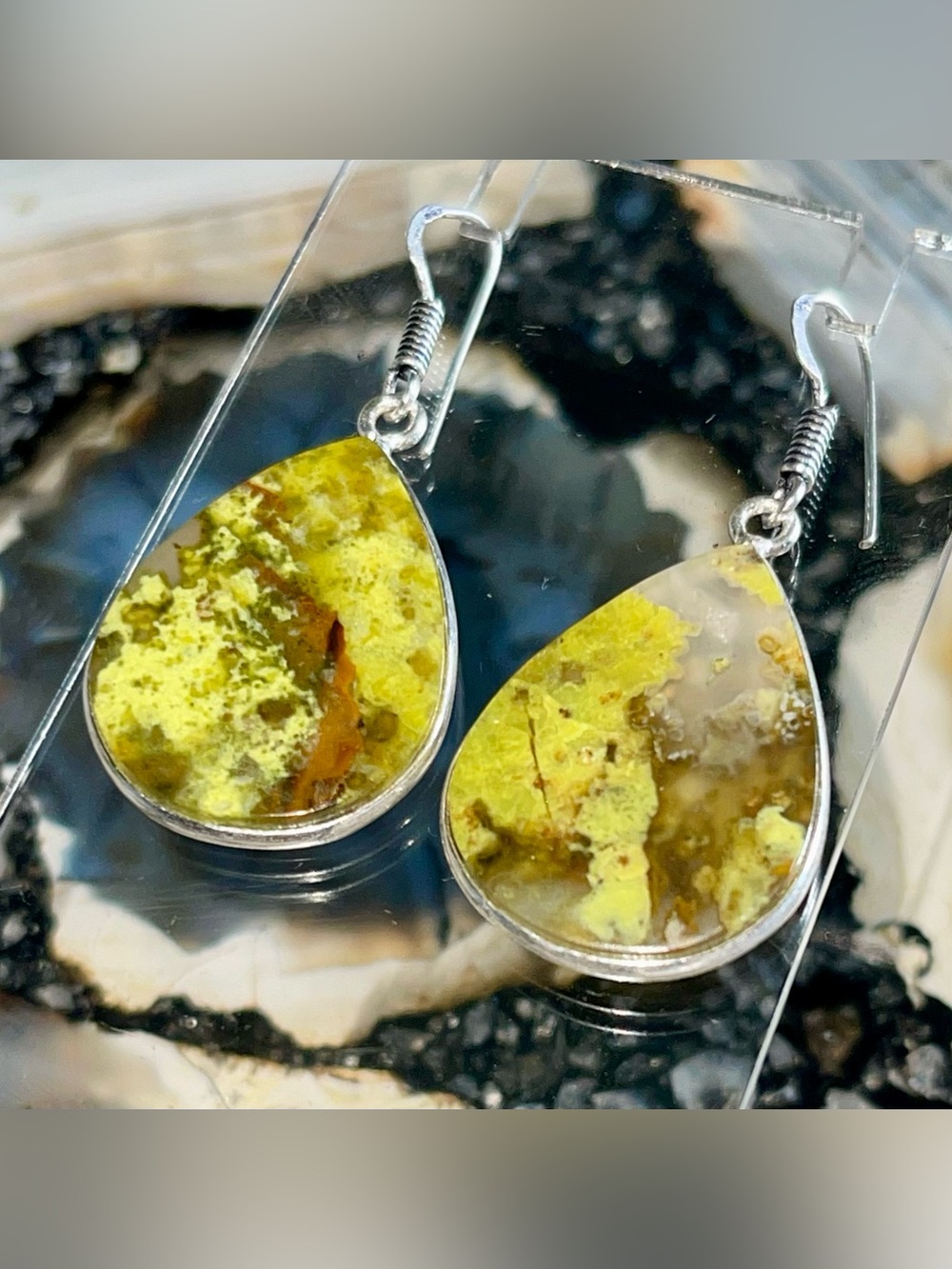 Australian Moss Opal Earrings 1 7/8”